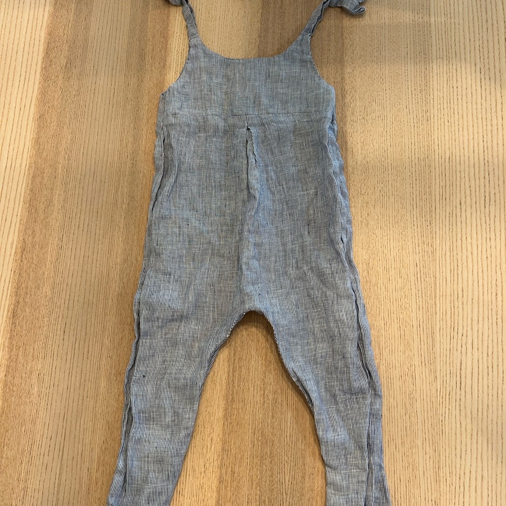 THE SIMPLE FOLK. Blue and white Tie-Shoulder Kids Romper